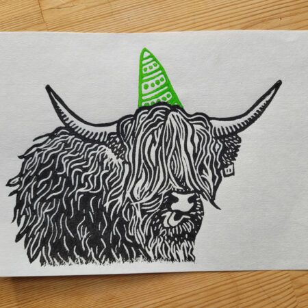 "Partykuh" - Kunstdruck