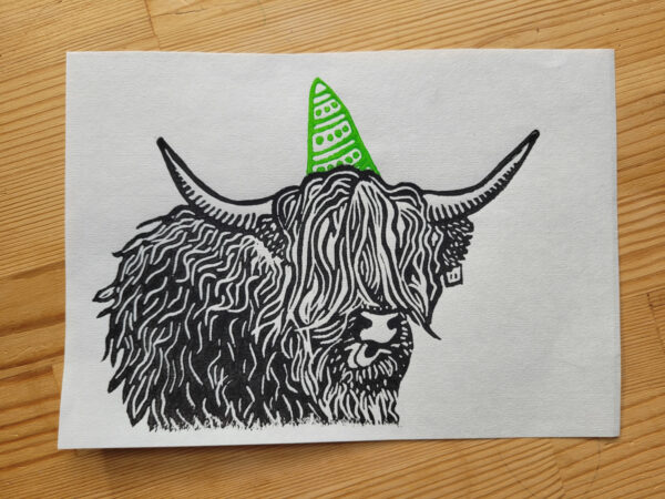 "Partykuh" - Kunstdruck